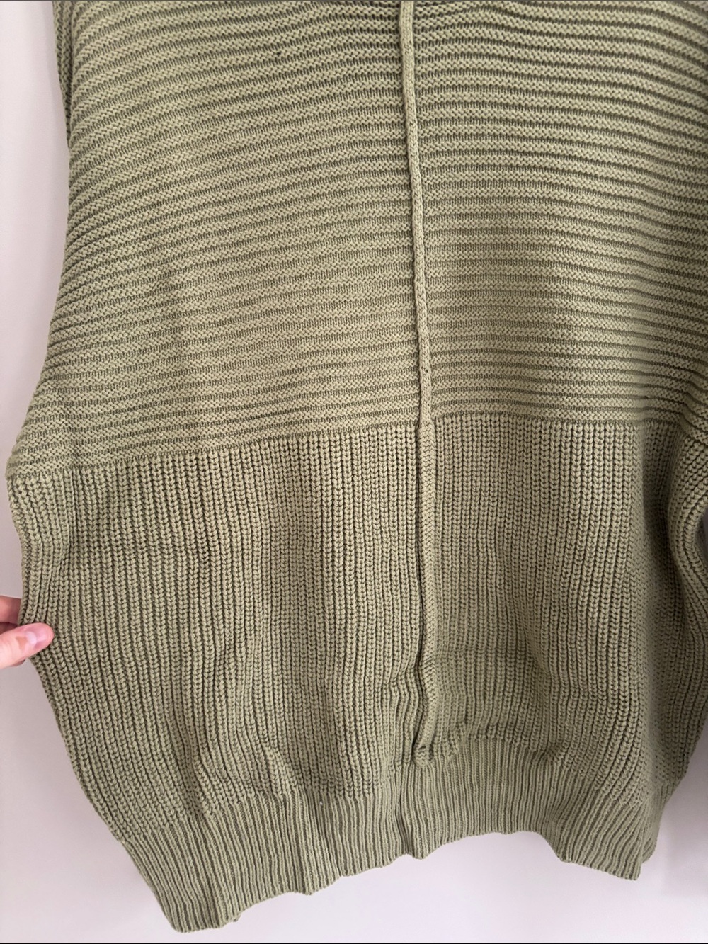Olive Green Ribbed Knit Sweater - Picture 4 of 5